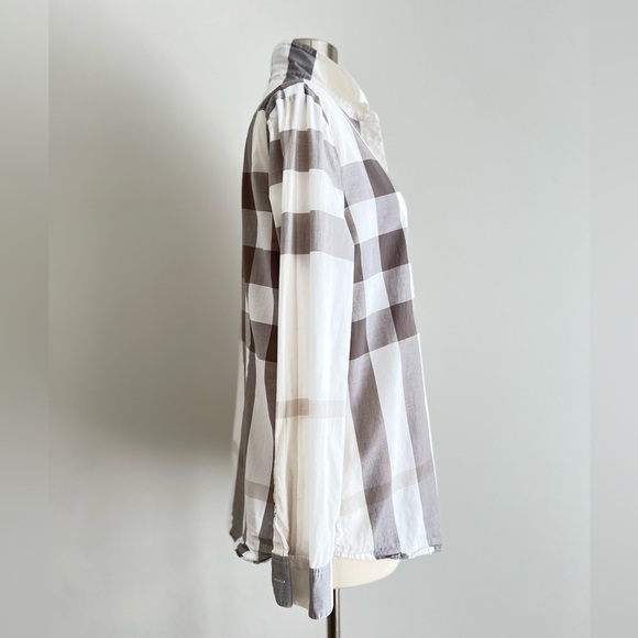Burberry White and Gray Plaid Button-up Shirt - Picture 2 of 11